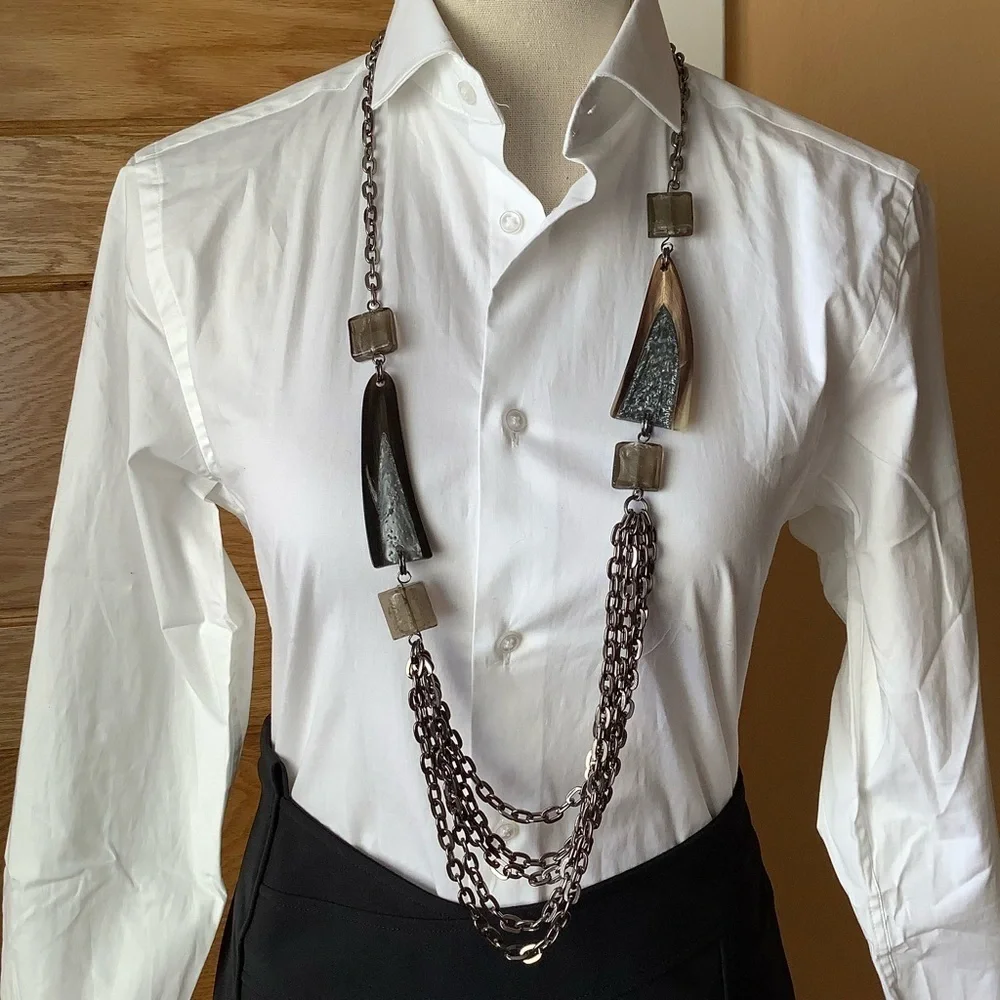 Edgy Multi-Chain Statement Necklace - Picture 2 of 9